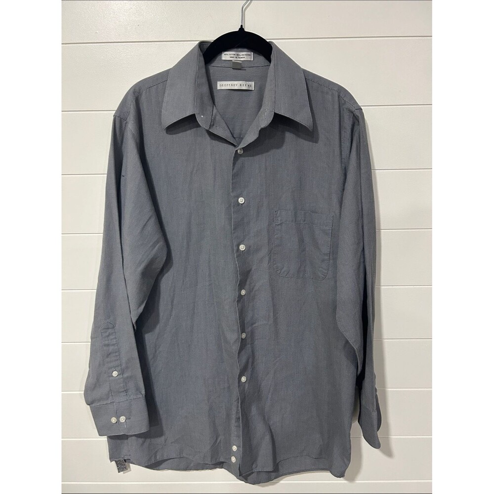 Geoffrey Beene Men's Gray Long-Sleeve Button-Up Dress Shirt
